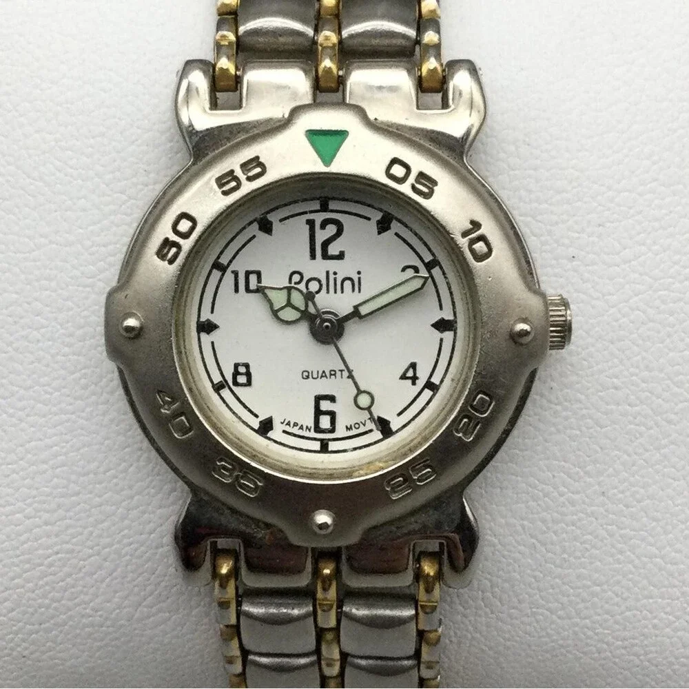 Polini Womens Watch 27mm Two Tone Steel Bracelet Sport New Battery 7